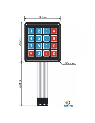 4x4 Matrix Keypad Membrane Switch