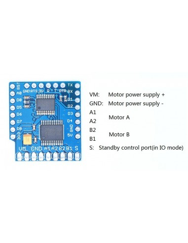 Motor Shield For WeMos D1 mini I2C Dual Motor Driver TB6612FNG (1A) V1.0.0