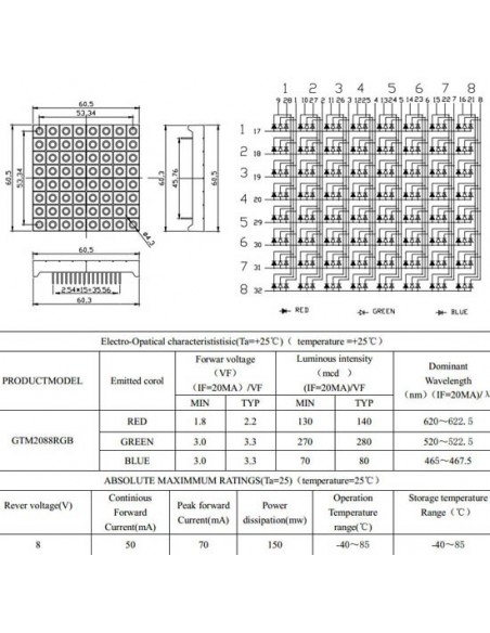 Full Color Led Matrix 8*8