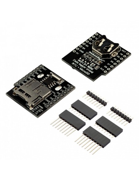 WIFI D1 mini - Data logger shield: RTC DS1307 with battery + MicroSD