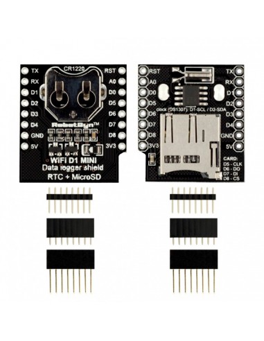 WIFI D1 mini - Data logger shield: RTC DS1307 with battery + MicroSD