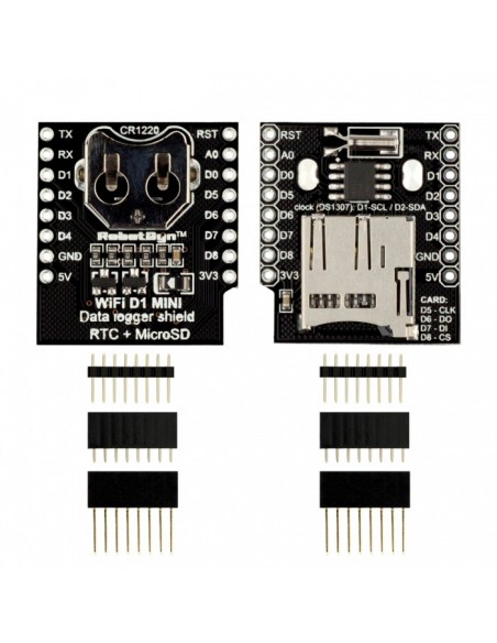 WIFI D1 mini - Data logger shield: RTC DS1307 with battery + MicroSD