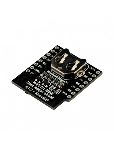 WIFI D1 mini - Data logger shield: RTC DS1307 with battery + MicroSD