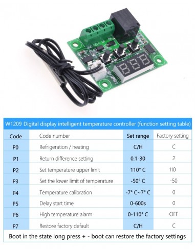 W1209 DC 12V thermostat