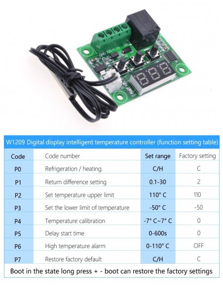 W1209 DC 12V thermostat