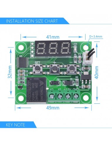 W1209 DC 12V thermostat