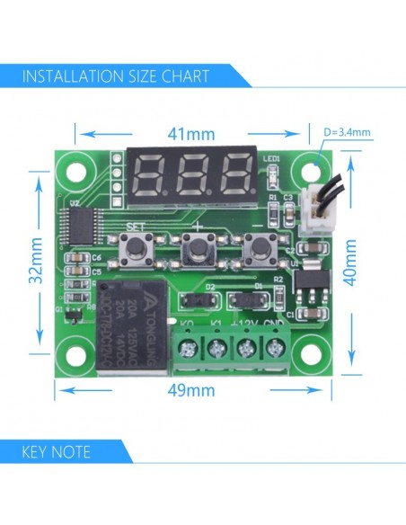 W1209 DC 12V thermostat