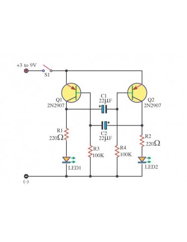 Triode Transistor Multivibrator LED