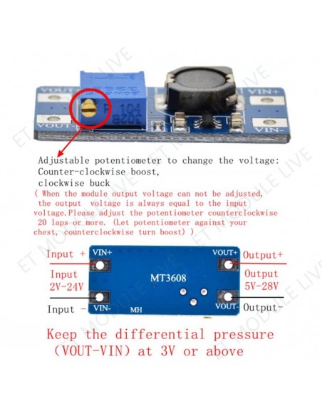 MT3608 DC-DC Step Up Power Module 2A