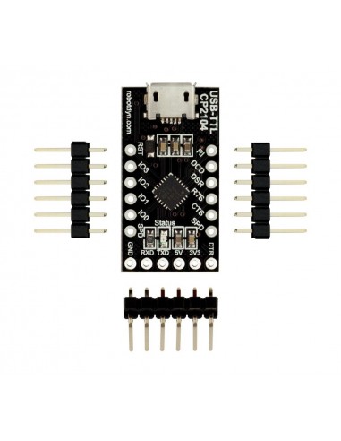USB-Serial adapter/microcontroller CP2104, 5V/3.3V, digital I/O, Micro-USB