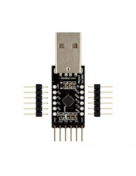 USB-Serial adapter/microcontroller CP2104, 5V/3.3V, digital I/O, USB-A