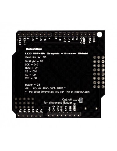 Graphic LCD 128x64 Buzzer Shield compatible for Arduino Uno, Mega 2560, Leonardo