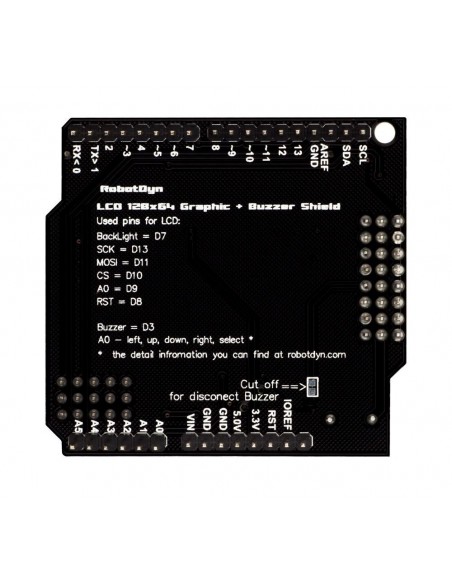 Graphic LCD 128x64 Buzzer Shield compatible for Arduino Uno, Mega 2560, Leonardo