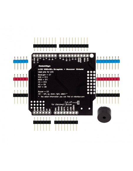 Graphic LCD 128x64 Buzzer Shield compatible for Arduino Uno, Mega 2560, Leonardo