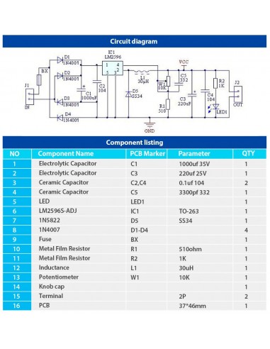 DIY Kit LM2596 Adjustable Voltage Stabilizer