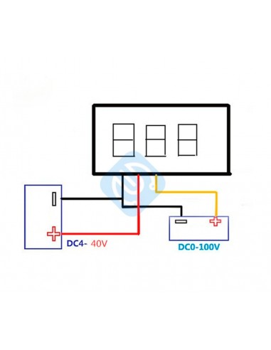 DC Voltmeter 0.28" 0-100V Three Wire BLUE