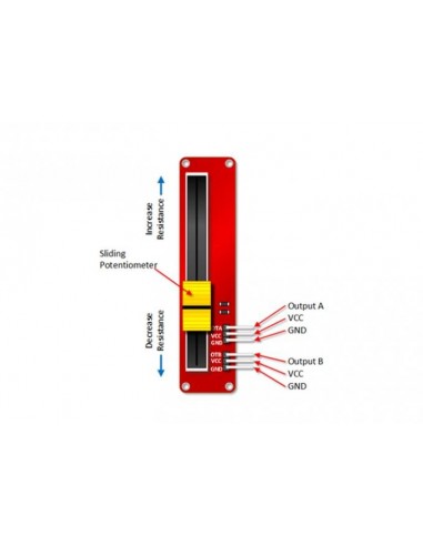 Slide position potentiometer (analog). 10KOhm RED