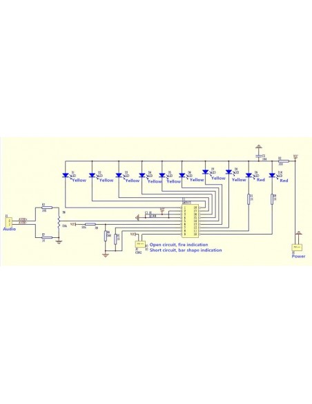 LM3915 10 segment Audio Level Indicator LED