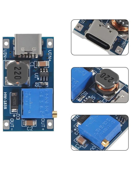 MT3608 DC-DC Step Up Power Module 2A USB TYPE C