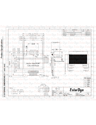 0.96" 128X64 OLED LCD Display (I2C) SSD1306