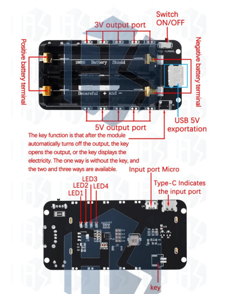 18650 Lithium Battery Shield V8 2WAY