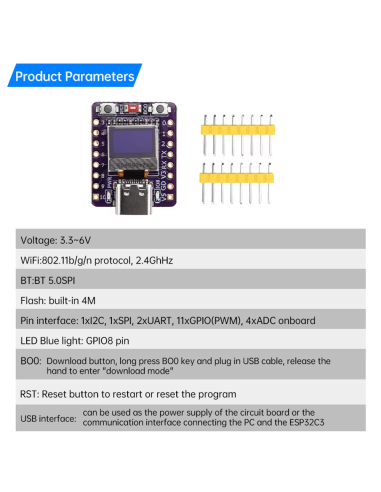ESP32-C3 WiFi Bluetooth Display