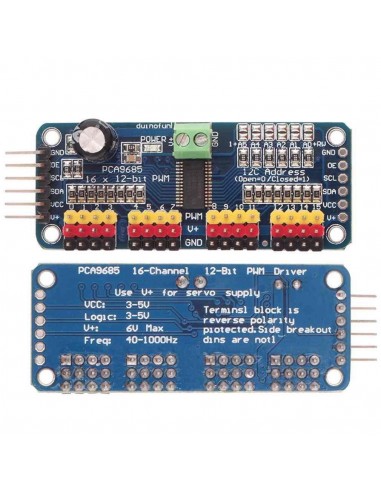 16 Channel 12-bit PWM/Servo Driver (I2C, PCA9685)