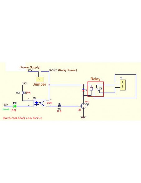 2 kanālu relejs (5v)