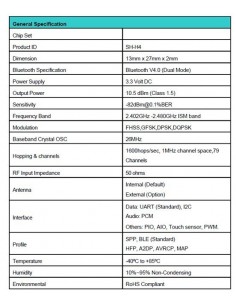 SH-H4 BT4.0 CC2564 2