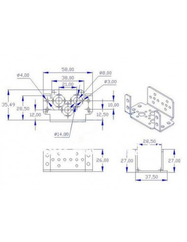2 DOF Long Pan and Tilt Servos Bracket