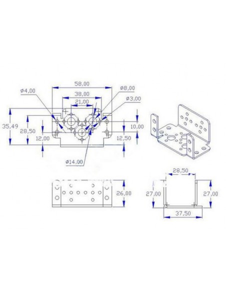2 DOF Long Pan and Tilt Servos Bracket